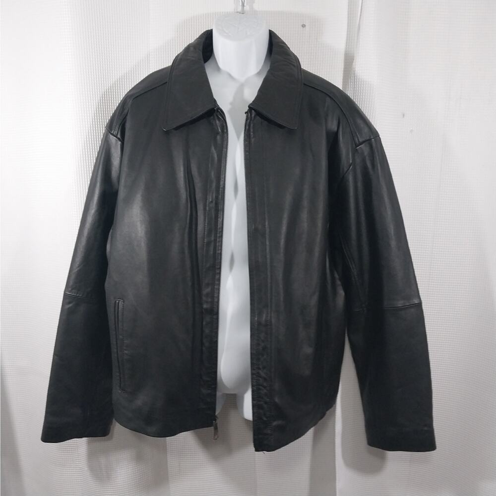 NWOT! EXCELLED! SLEEK BLACK GENUINE LEATHER THERMAL LINED JACKET, COAT! SZ XL - Picture 4 of 12